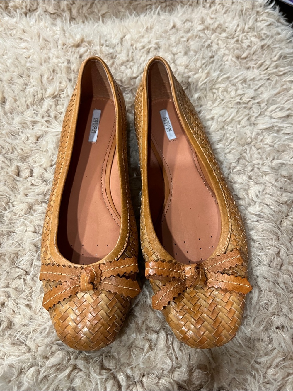 Geox Woven Leather Ballet Flats in Tan